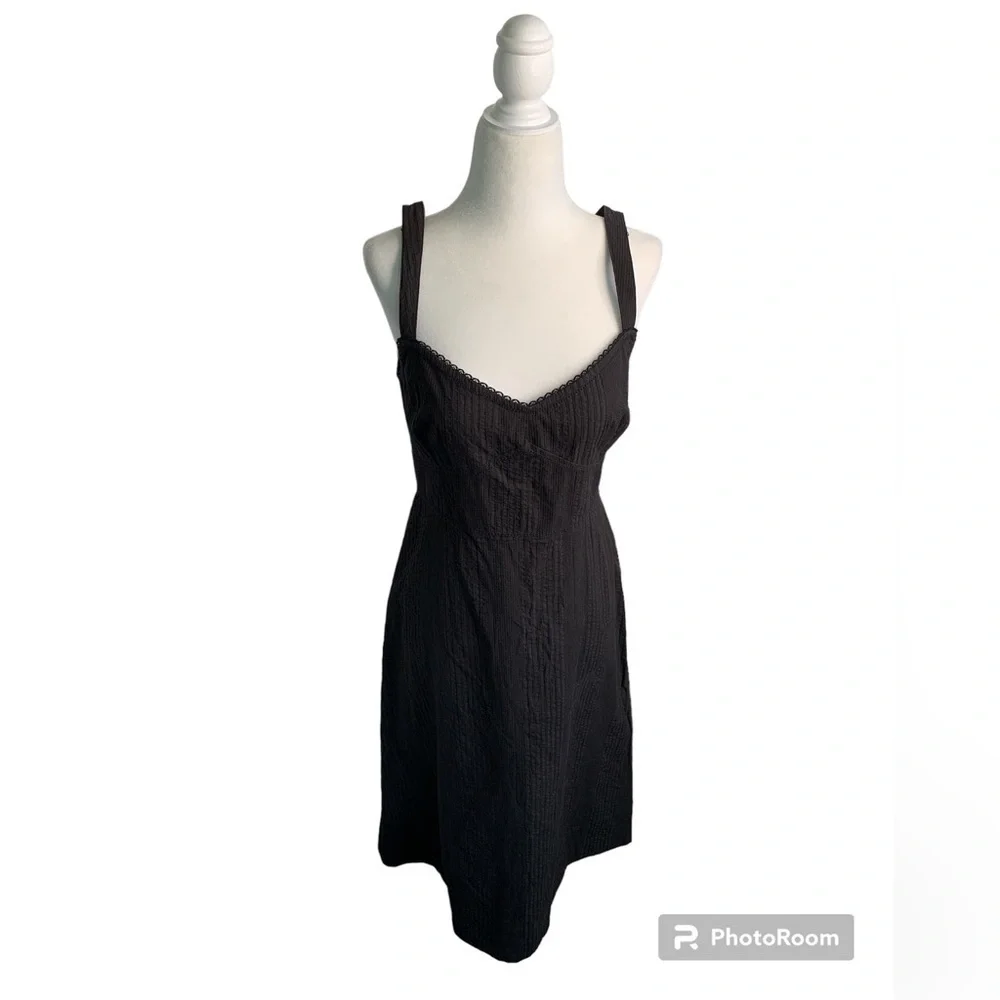 J. Crew Collection Sweetheart Stretch Crochet Cotton Black Dress sz 4